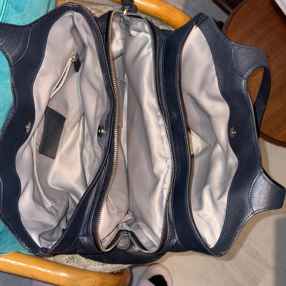 Coach  Lexy shoulder bag  Satchel  leather  metallic Steel blue  pristine 3 Comp - Picture 3 of 15